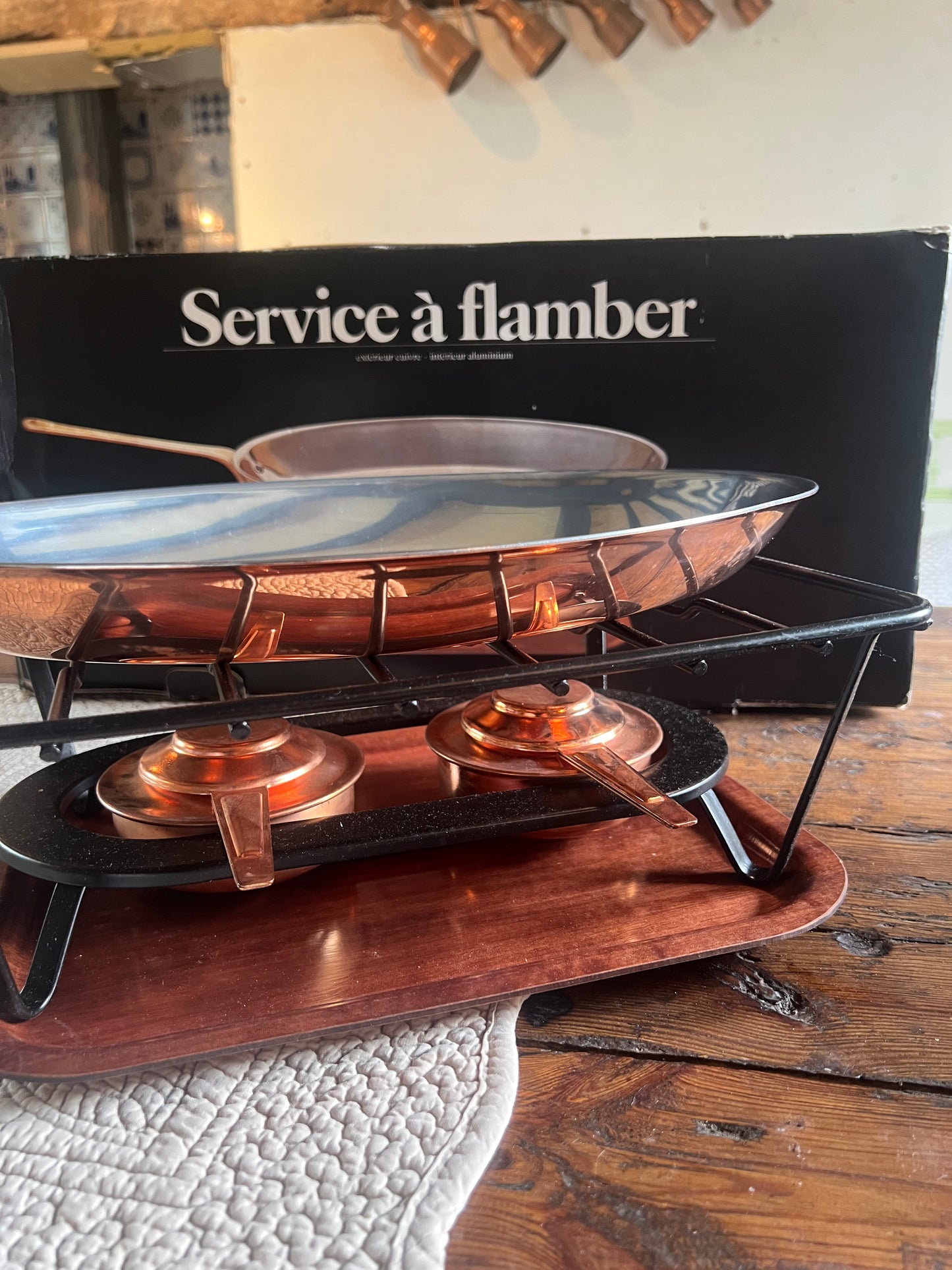 Super Rare Service A Flamber French Copper Les Cuivres De Faucogney Frying Pan