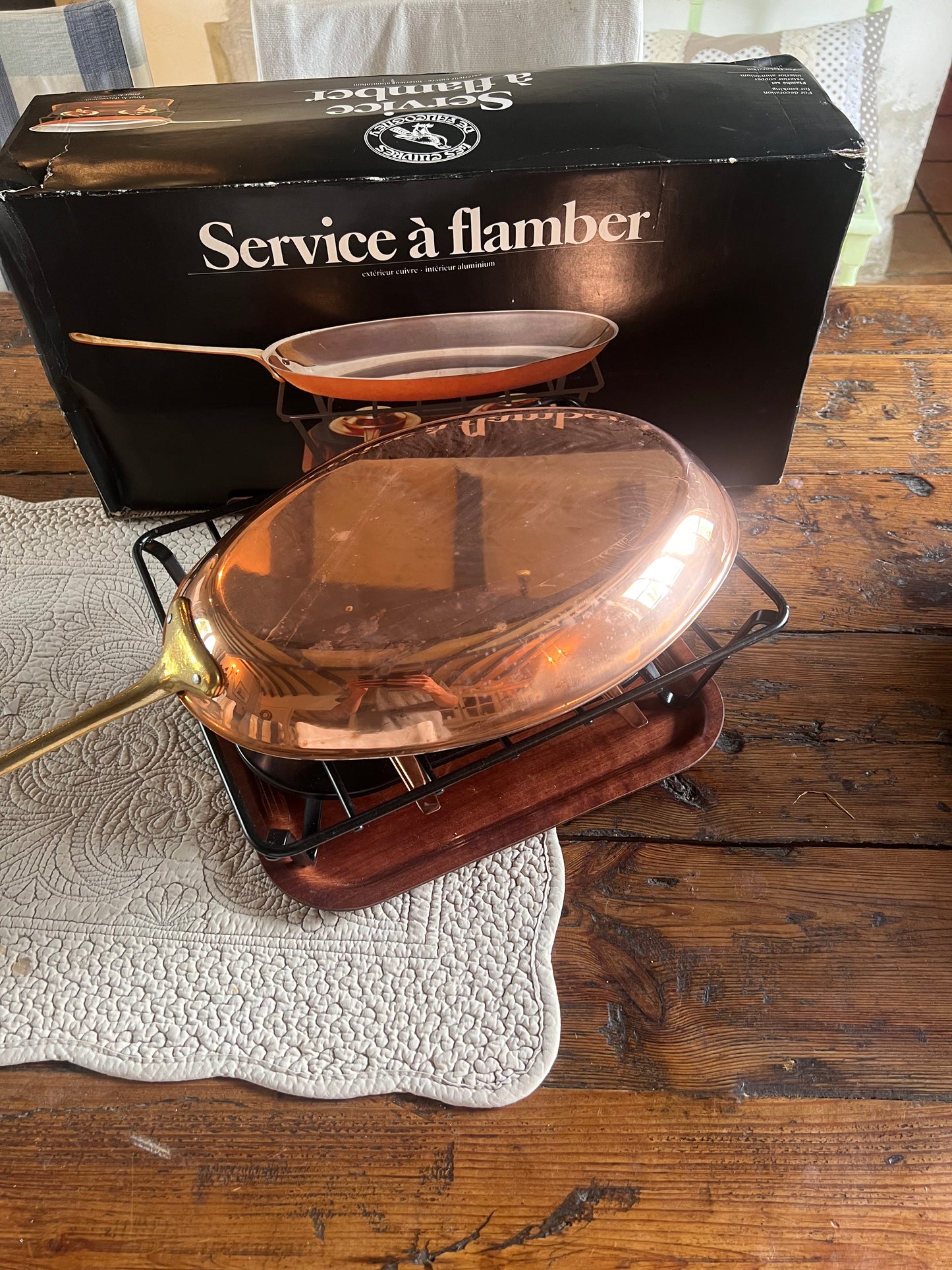 Super Rare Service A Flamber French Copper Les Cuivres De Faucogney Frying Pan