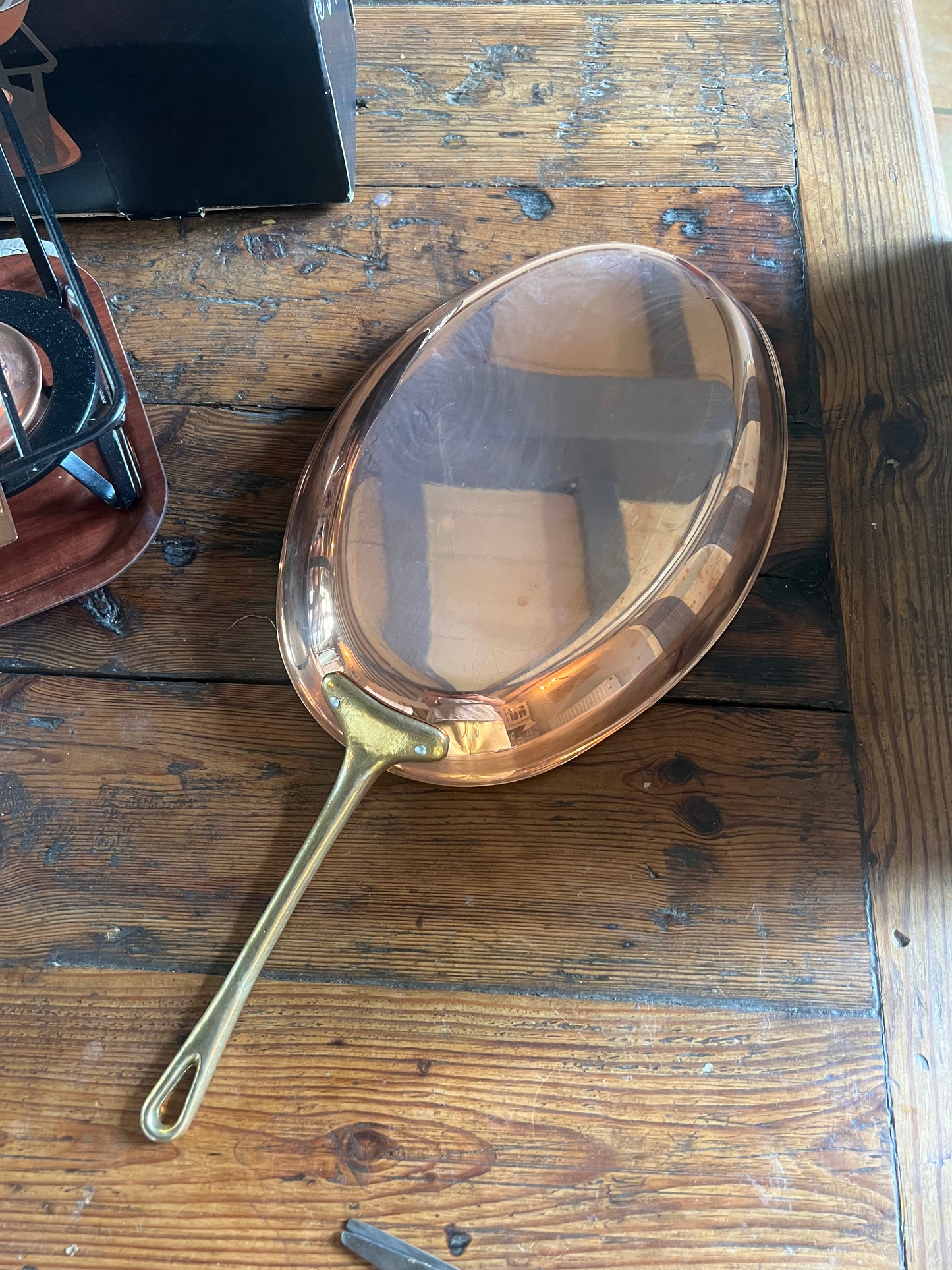 Super Rare Service A Flamber French Copper Les Cuivres De Faucogney Frying Pan