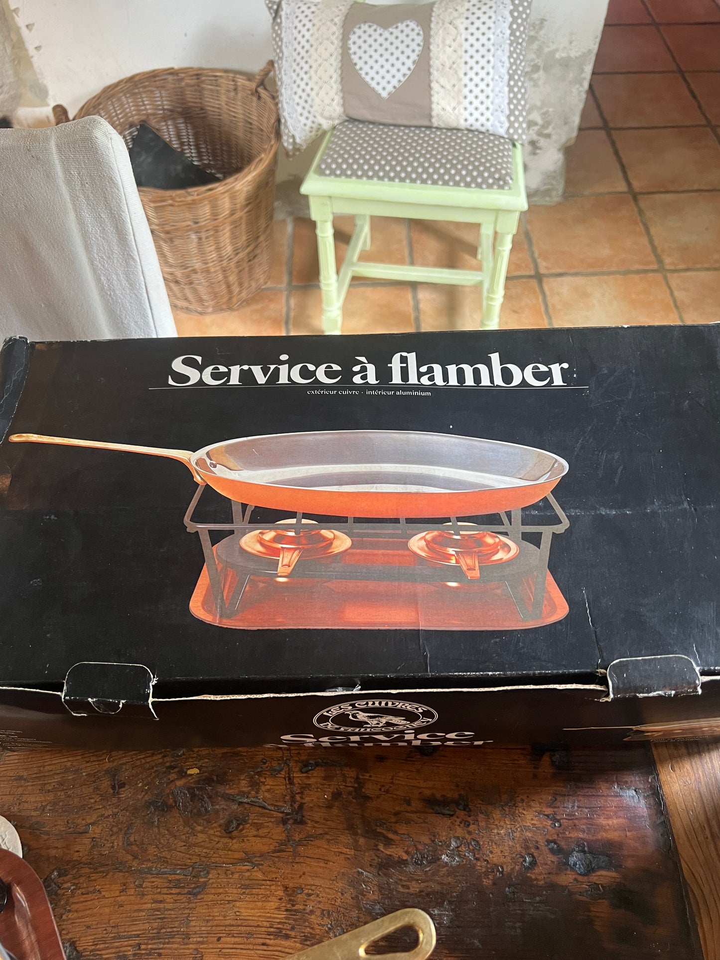 Super Rare Service A Flamber French Copper Les Cuivres De Faucogney Frying Pan