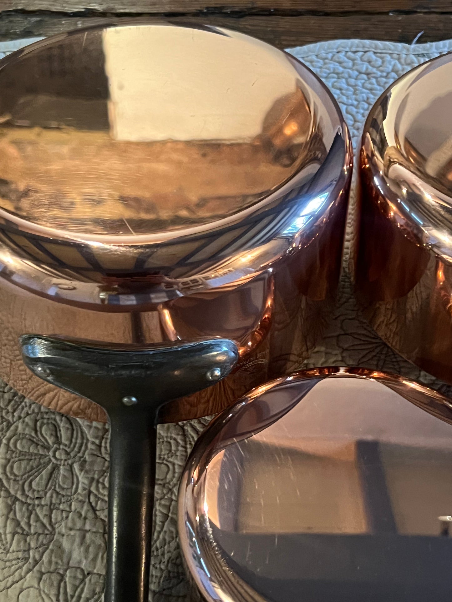 Set Of 5 Vintage French Copper Saucepans Cuivres De Faucogney 4.15kg Stunning!