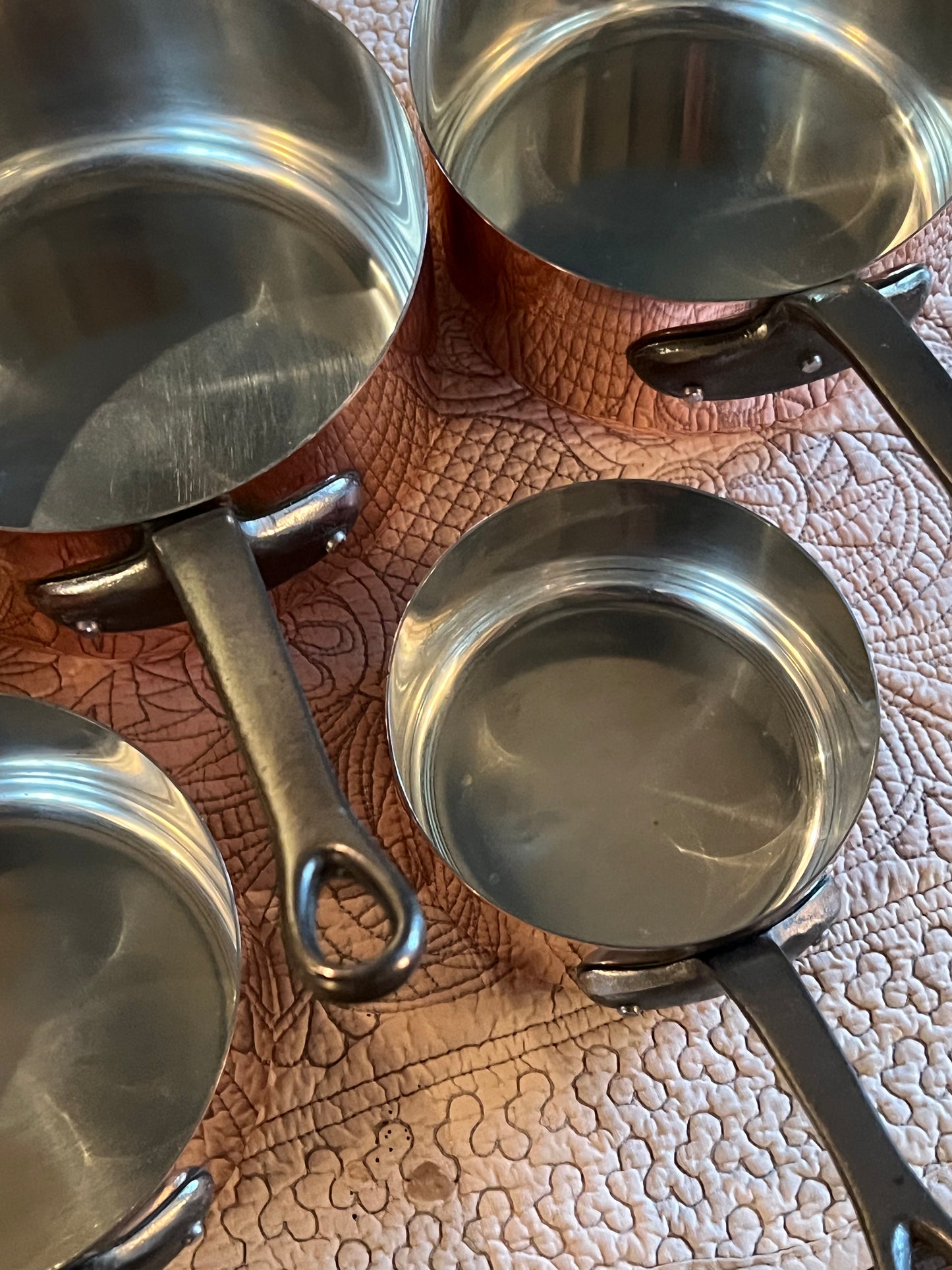 Set Of 5 Vintage French Copper Saucepans Cuivres De Faucogney 4.15kg Stunning!