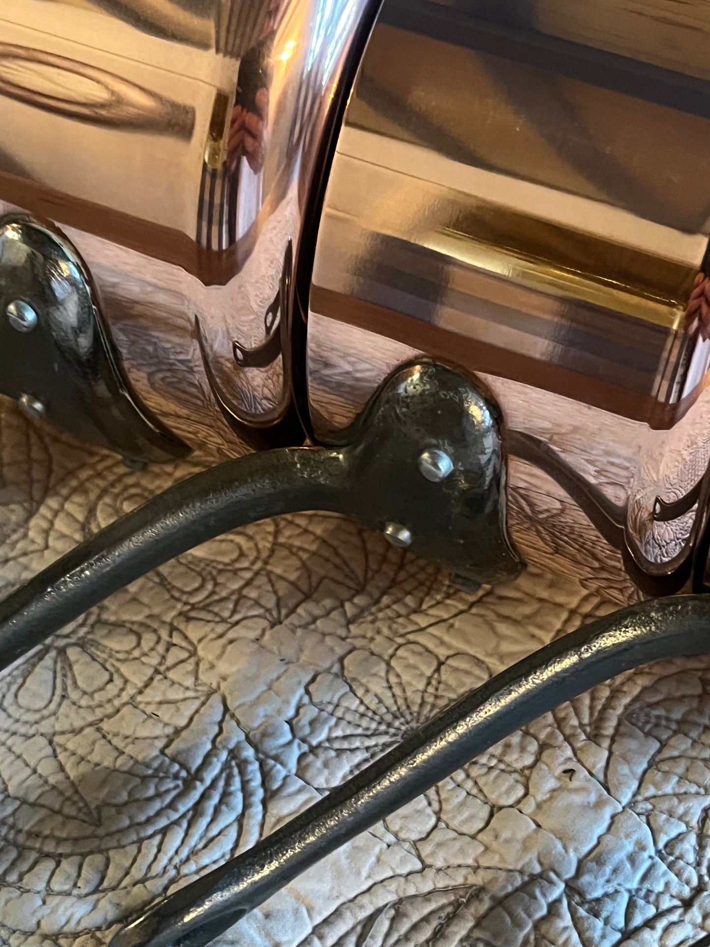 Set Of 5 Vintage French Copper Saucepans Cuivres De Faucogney 4.15kg Stunning!
