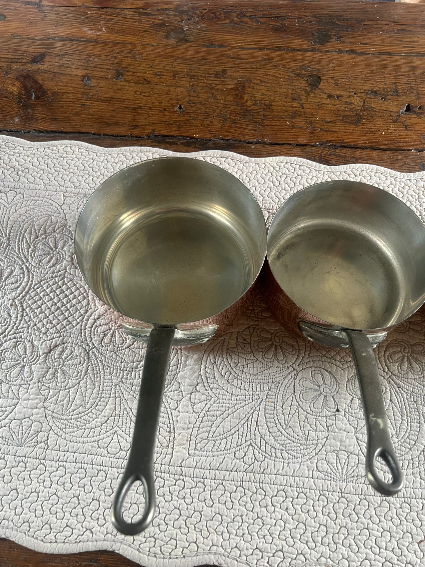 Set Of 5 Vintage French Copper Saucepans Les Cuivres De Faucogney 2.81kg Unused!