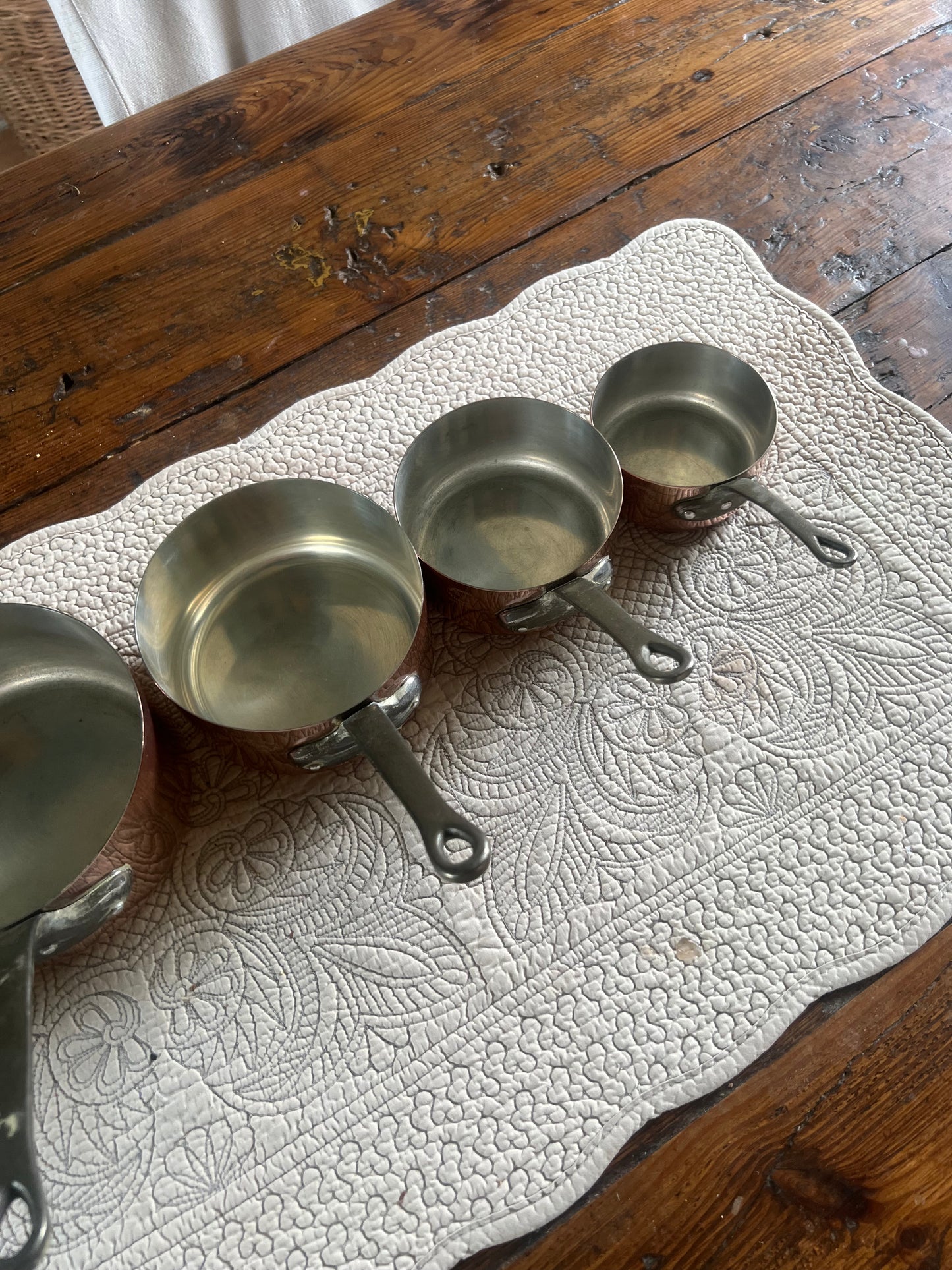 Set Of 5 Vintage French Copper Saucepans Les Cuivres De Faucogney 2.81kg Unused!