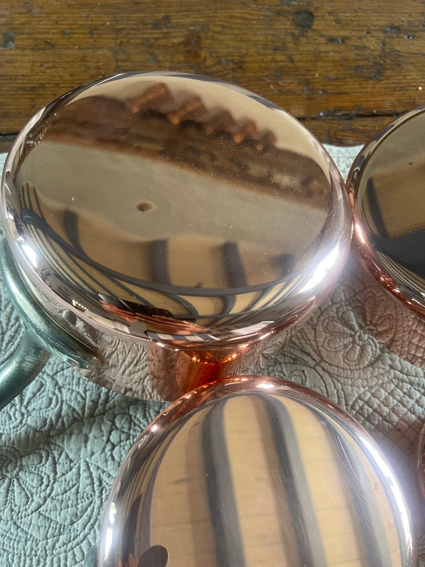 Set Of 5 Vintage French Copper Saucepans Les Cuivres De Faucogney 2.81kg Unused!