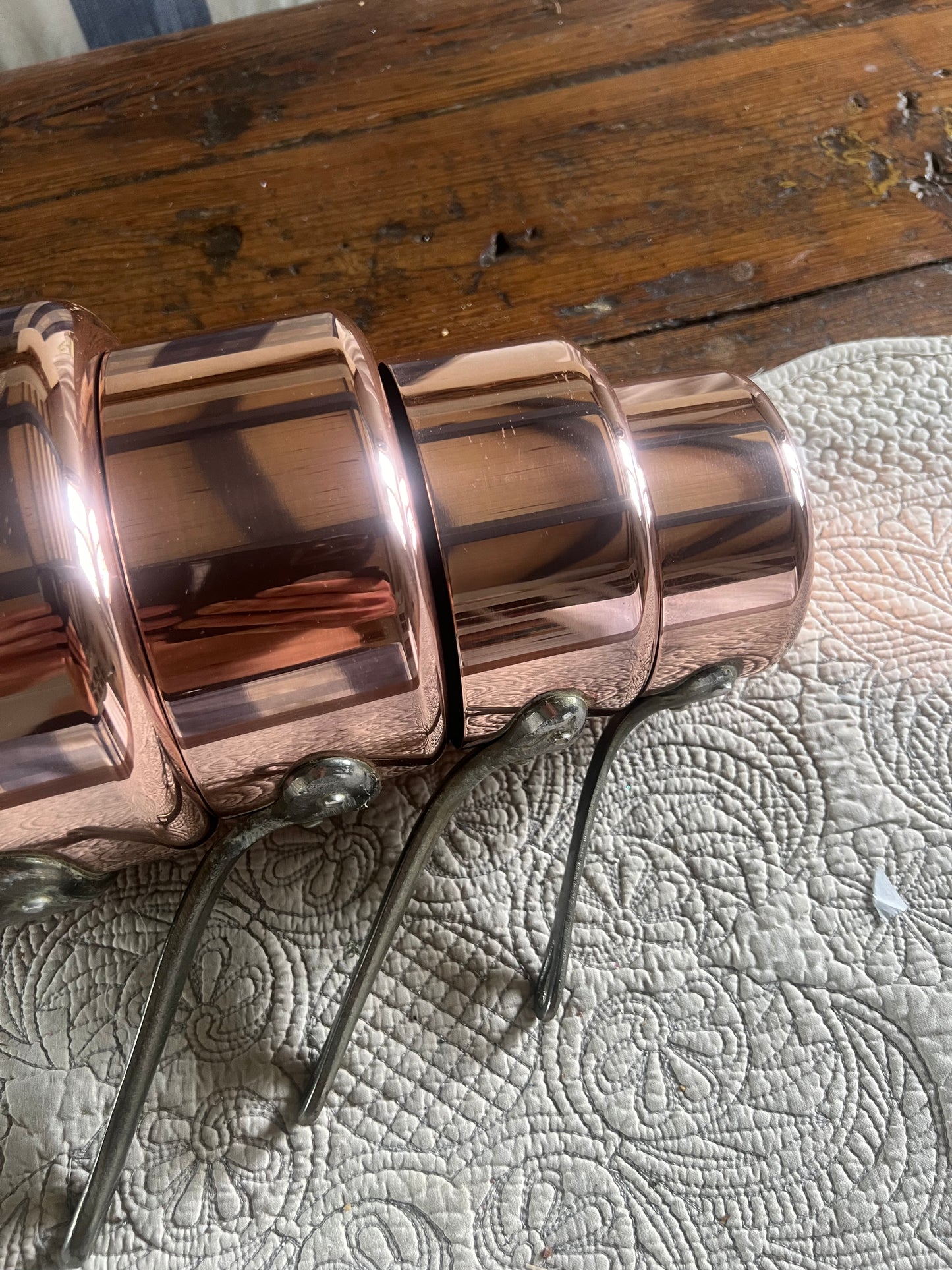 Set Of 5 Vintage French Copper Saucepans Les Cuivres De Faucogney 2.81kg Unused!