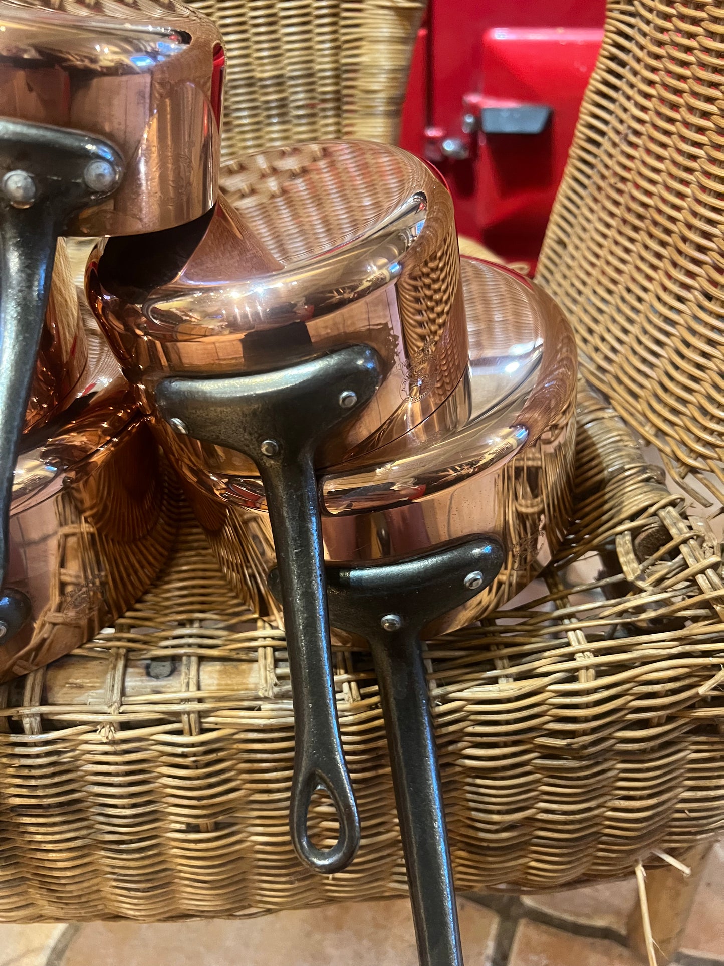 Set Of 5 Vintage French Copper Saucepans Les Cuivres De Faucogney 2.74kg Unused!