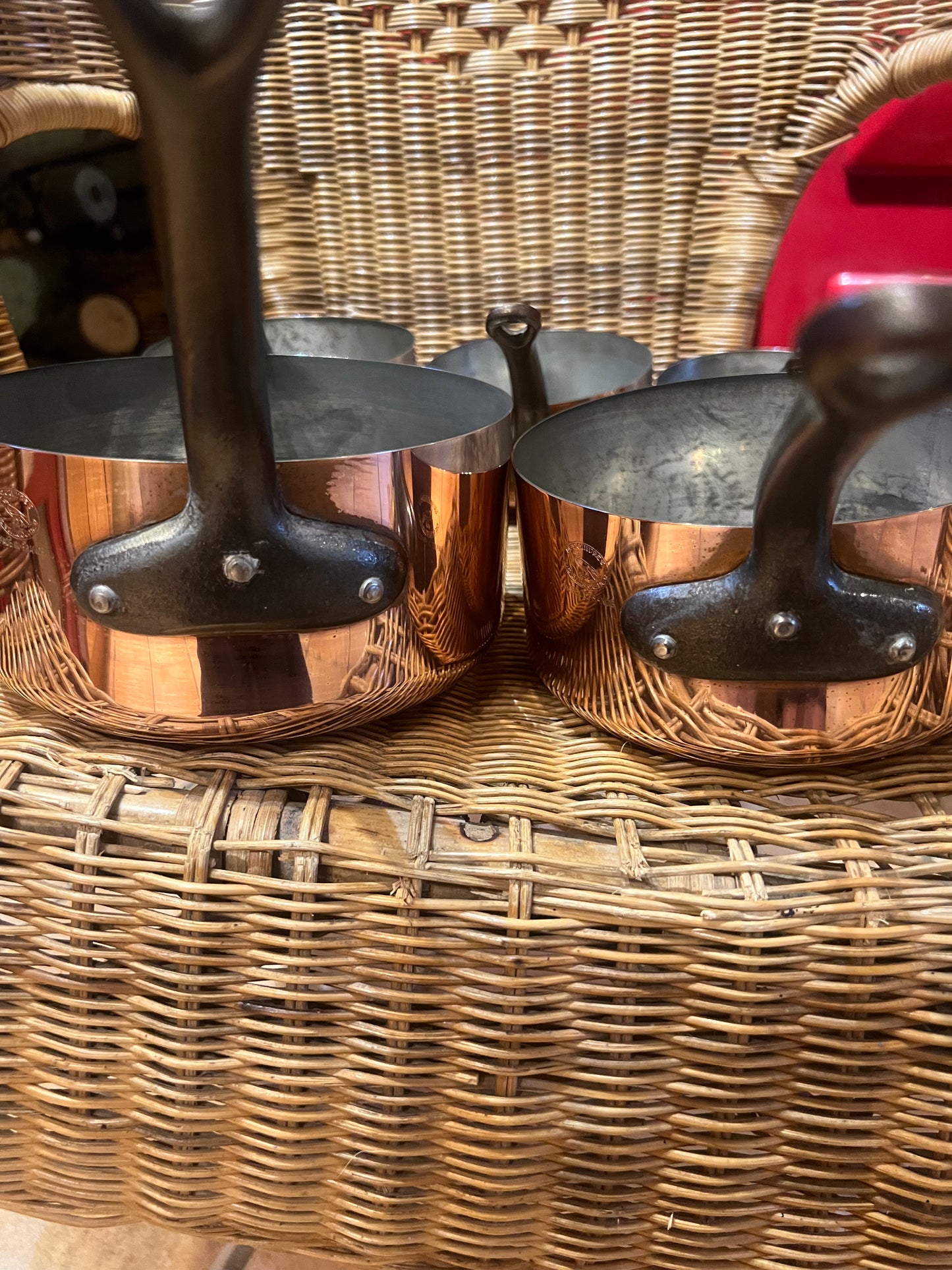 Set Of 5 Vintage French Copper Saucepans Les Cuivres De Faucogney 2.74kg Unused!