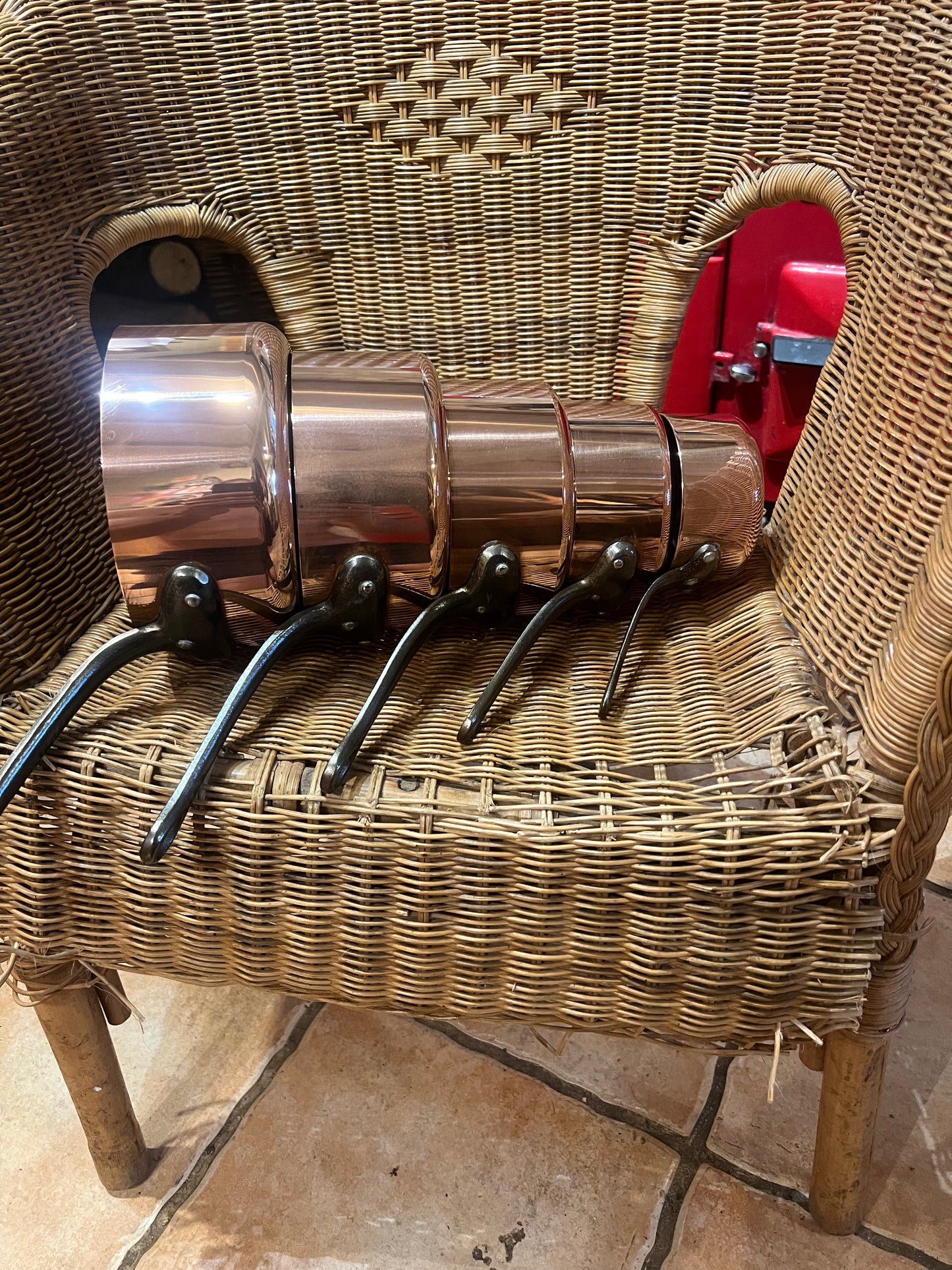 Set Of 5 Vintage French Copper Saucepans Les Cuivres De Faucogney 2.74kg Unused!