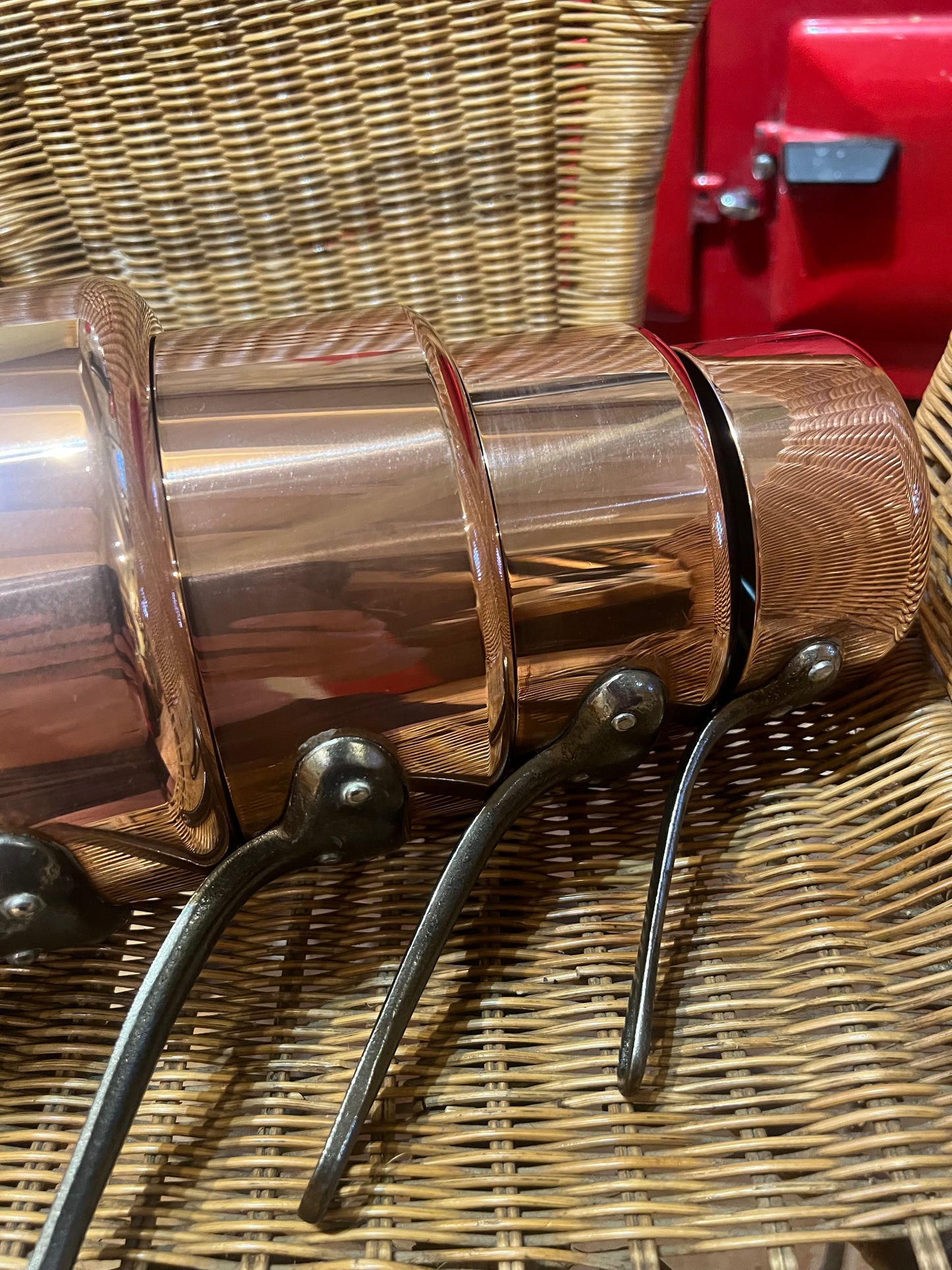 Set Of 5 Vintage French Copper Saucepans Les Cuivres De Faucogney 2.74kg Unused!