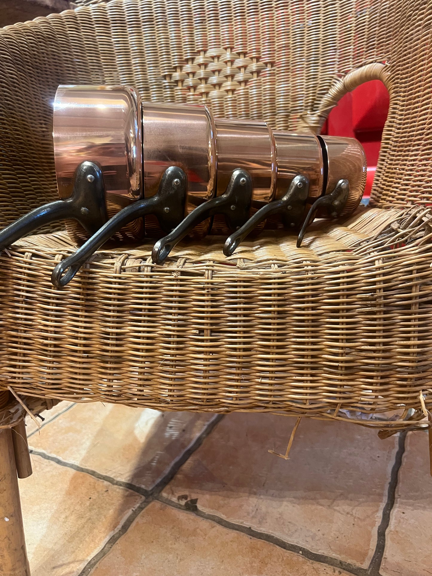 Set Of 5 Vintage French Copper Saucepans Les Cuivres De Faucogney 2.74kg Unused!