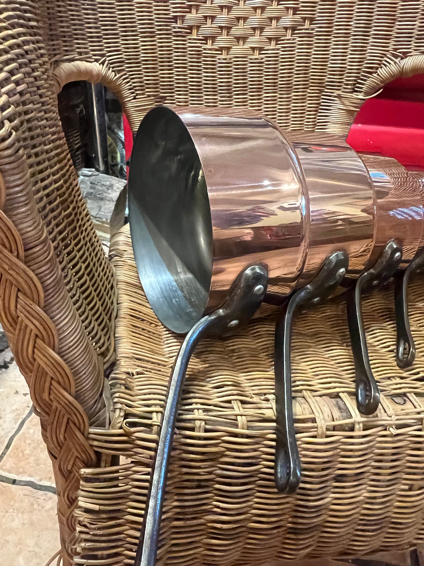 Set Of 5 Vintage French Copper Saucepans Les Cuivres De Faucogney 2.74kg Unused!